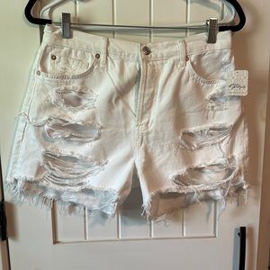 Free people white Jean distressed shorts